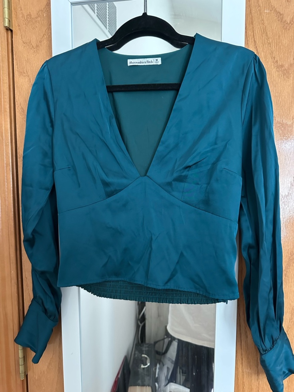 Abercrombie & Fitch Teal V-Neck Long Sleeve Blouse